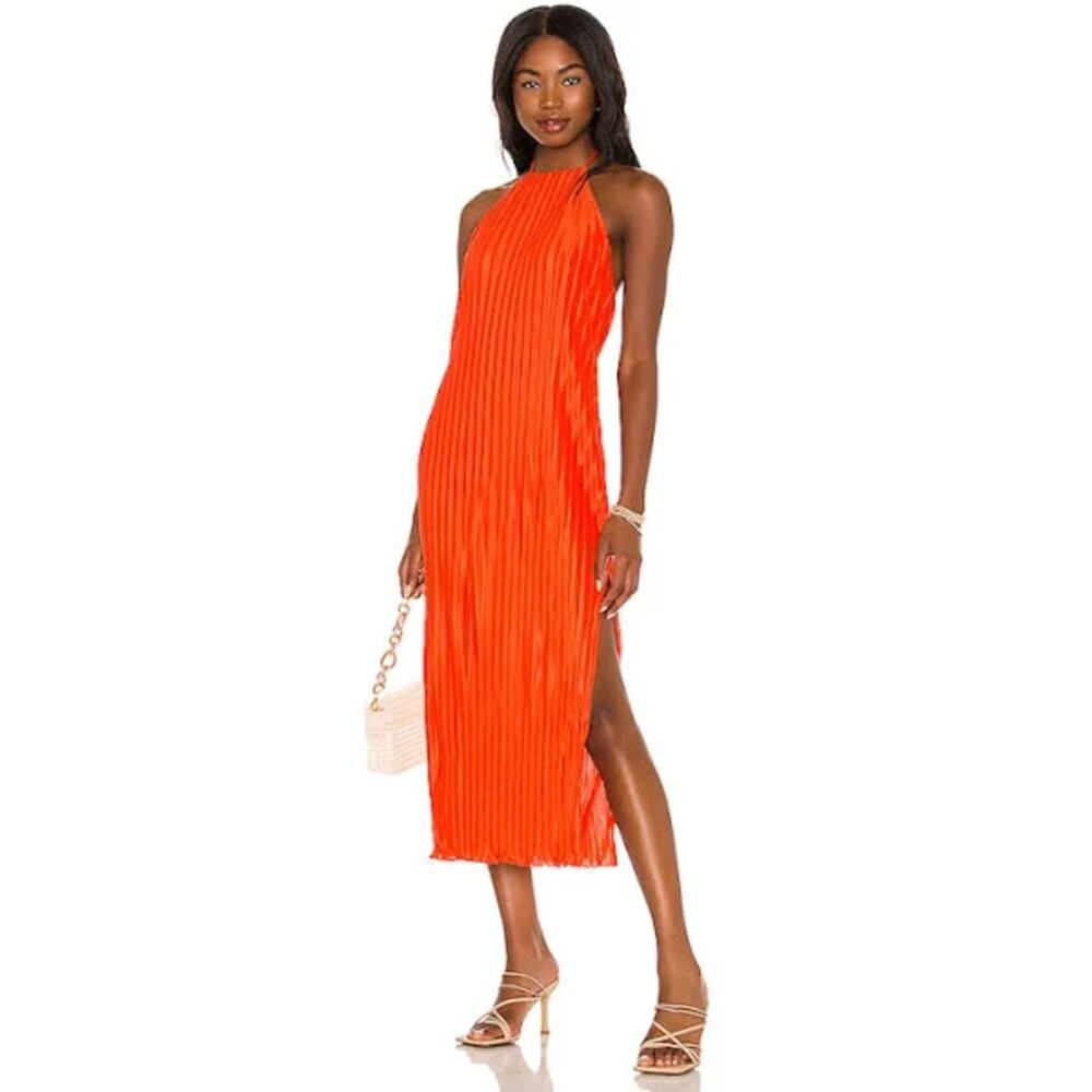 House of Harlow 1960 x REVOLVE | XS | Frederick Dress Midi Pleated Plunge Back